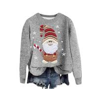 Maglione di Natale Donna Cotone Felpa Girocollo Natale Streetwear Pullover Natalizia Senza Cappuccio Comode Tops da Donna con Stampa 3d Natalizio Causale Maglioni Invernale Maniche Lunghe da Natale