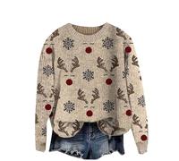 Maglione di Natale Donna Cotone Felpa Girocollo Natale Streetwear Pullover Natalizia Senza Cappuccio Comode Tops da Donna con Stampa 3d Natalizio Causale Maglioni Invernale Maniche Lunghe da Natale
