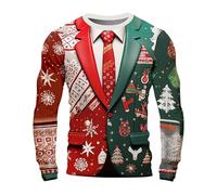 Maglione Di Natale Uomo Babbo Natale Stampato Maglione Cattivissimo Natale Casual Felpa a Maglia Divertente Natale per Uomo Drole Sweater Girocollo Maglione Caldo Felpe Manica Lunga Maglietta Autunno