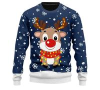 Maglione di Natale Uomo, Maglione Girocollo da Uomo Lavorato a Maglia Fine Maniche Lunghe Caldo Lavorato Casual con Stampa Natalizia Brutti con Girocollo Maglione Natale Trash per Uscire