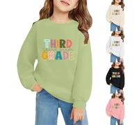 Maglione di terza elementare per bambini, ragazze e ragazzi, felpa con cappuccio per il primo giorno di scuola, top preppy, felpa con cappuccio a maniche lunghe, girocollo, stampa con lettere (nero, 6