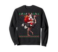 Maglione Divertente con Babbo Natale Che cavalca Lo Struzzo Felpa