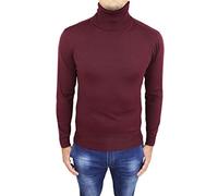 Maglione Dolcevita Uomo Bordeaux Slim Fit Maglia Golf Pullover Aderente Casual Collo Alto (S)