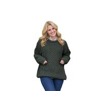 Maglione donna 100% lana pullover irlandese tradizionale cuciture Aran...