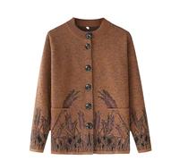 Maglione Donna,Cardigan In Maglia per Donne Di Mezza Età E Anziane Maglione Leggero per Vecchie Signore Girocollo con Bottoni Top per La Mamma Soprabito In Maglia A Coste Regali per La Nonna Marron