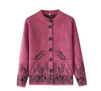 Maglione Donna,Cardigan In Maglia per Donne Di Mezza Età E Anziane Maglione Leggero per Vecchie Signore Girocollo con Bottoni Top per La Mamma Soprabito In Maglia A Coste Regali per La Nonna Rosa L