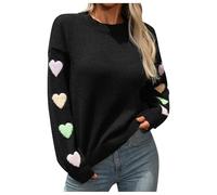Maglione Donna Cashmere, Maglione Donna Pullover Lavorato a Maglia Lusso con Patchwork a Cuore in Tinta Unita