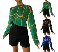 Maglione Donna Chic Ed Elegante Girocollo Maglione Disegno Autunno Donna 2025 Nuova Felpa Mi Stagione Pullover A Righe Con Modello Alto Maglia Tunica Casual Versatile Felpa Personalizzata Top, verde