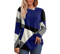 Maglione Donna Elegante Curvy Maglia Basic Pullover Blocchi di Colore Sweater Girocollo Maglieria Taglie Forti T Shirt Comode Maglietta Camicette Casual Abbigliamento alla Moda