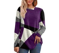 Maglione Donna Elegante Curvy Maglia Basic Pullover Blocchi di Colore Sweater Girocollo Maglieria Taglie Forti T Shirt Comode Maglietta Camicette Casual Abbigliamento alla Moda