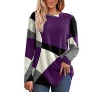 Maglione Donna Elegante Curvy Maglia Basic Pullover Blocchi di Colore Sweater Girocollo Maglieria Taglie Forti T Shirt Comode Maglietta Camicette Casual Abbigliamento alla Moda