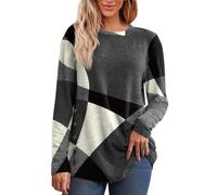 Maglione Donna Elegante Curvy Maglia Basic Pullover Blocchi di Colore Sweater Girocollo Maglieria Taglie Forti T Shirt Comode Maglietta Camicette Casual Abbigliamento alla Moda