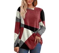 Maglione Donna Elegante Curvy Maglia Basic Pullover Blocchi di Colore Sweater Girocollo Maglieria Taglie Forti T Shirt Comode Maglietta Camicette Casual Abbigliamento alla Moda