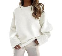 Maglione Donna Invernale Pullover Donna Maglioni Tricot Girocollo Oversize Donna Women Sweater Primavera Invernali Eleganti Maglione da Trecce Lavorato a Maglia Intrecciato Donna Manica Lunga Bianco M