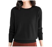 Maglione Donna Inverno Plus Size Jersey Cotone Donna Semplice Elegante Moda Collo Basso Autunno Pullover Camicia Sfondo Classico Moda Solido Elastico Inverno Per Autunno Caldo Pullover Top