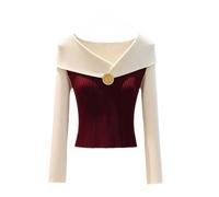 Maglione donna maglia rosso essenziale perfetto per strati e giornate casual