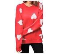 Maglione Donna, Maglione Donna Pullover Girocollo con a Cuore per Un Casual e Confortevole