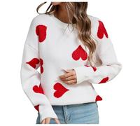 Maglione Donna, Maglione Donna Pullover Girocollo con a Cuore per Un Casual e Confortevole