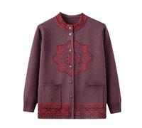 Maglione Donna,Maglioni Cardigan Lavorati A Maglia per Donne Di Mezza Età E Anziane Magliette In Stile Cinese per Donne Anziane Maglioni Lavorati A Maglia Spessi con Stampe Retrò per La Mamma Ma