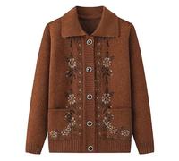 Maglione Donna,Maglioni Cardigan Lavorati A Maglia per Donne Di Mezza Età E Anziane Maglione Da Vecchia Signora Viola In Velluto Spesso E Caldo Pile Giacca Girocollo Maglione Casual Regali per La