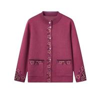 Maglione Donna,Maglioni Cardigan Lavorati A Maglia per Donne di Mezza età E Anziane Maglione Lavorato A Maglia Floreale Vintage per La Mamma Elegante Casual da Nonna da Indossare Cappotto Giacca