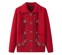 Maglione Donna,Maglioni Cardigan Lavorati A Maglia per Donne Di Mezza Età E Anziane Maglione per Vecchie Signore Viola In Velluto Spesso E Caldo Pile Giacca Girocollo Maglione Casual Regali per La