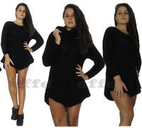 Maglione donna Maxipull lana tricot miniabito pullover girocollo + scaldacollo