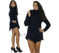 Maglione donna Maxipull lana tricot miniabito pullover girocollo + scaldacollo