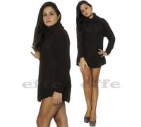 Maglione donna Maxipull lana tricot miniabito pullover girocollo + scaldacollo