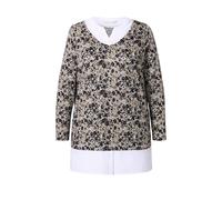 Maglione donna MIAMODA taglie forti 2 in 1 linea A maglia fine floreale