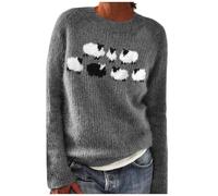 Maglione Donna Motivi A Blocchi di Colore Scollo Tondo Largo Manica Lunga Pullover Design Moderno E Unico Top A Maglia Geometrico per Un Contemporaneo E Audace