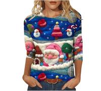 Maglione Donna Natalizio Curvy Maglia Donna Elegant Taglia Forti alla Moda Felpe Stampato Senza Cappuccio Pullover Tops da Natale Manica Lunga Grinch Natale Stampato per Il Tempo Libero Sportivo