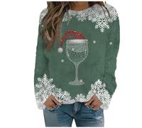 Maglione Donna Natalizio - Maglioncino Girocollo Maglione Maglia alla Moda Sottile Senza Cappuccio a Maniche Lunghe Girocollo Natale Stampato Maglioni Brutti di Natale per Stagione Fredda