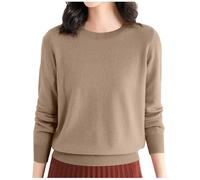 Maglione Donna Pullover Maglia Donna Con Collo Basso Rotondo Morbido Casual Sciolto Caldo Pullover Top Tinta Unita Semplice Moda Leggero Autunno Inverno Camicia Di Fondo Manica Lunga