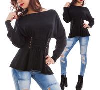 Maglione donna pullover maglia stringato pull lacci effetto corsetto nuovo 456