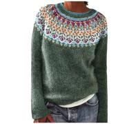 Maglione Donna Taglia Large, Pullover Donna Inverno Con Collo Basso Pullover Morbido Caldo Manica Lunga Maglia Maglioni Modello Floreale Colorato Vintage Sciolto Casual Spesso Caldo Maglioni Top