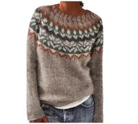 Maglione Donna Taglia Large, Pullover Donna Inverno Con Collo Basso Pullover Morbido Caldo Manica Lunga Maglia Maglioni Modello Floreale Colorato Vintage Sciolto Casual Spesso Caldo Maglioni Top