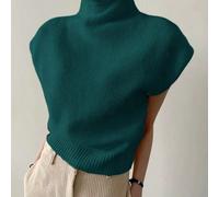 Maglione elegante invernale da donna con collo alto, ispirato allo stile francese, dal look retrò e vintage, vestibilità morbida e casual, smanicato, adatto come outfit per Capodanno, Natale L,M,S,XL,