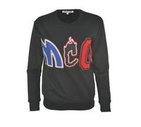 Maglione felpa donna Alexander McQueen McQ nero con logo testurizzato...