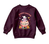 Maglione Felpa Happy Easter Mucca Ragazzi Ragazze Personalizzato Abito...
