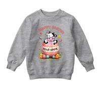 Maglione Felpa Happy Easter Mucca Ragazzi Ragazze Personalizzato Abito...