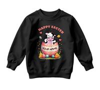 Maglione Felpa Happy Easter Mucca Ragazzi Ragazze Personalizzato Abito...