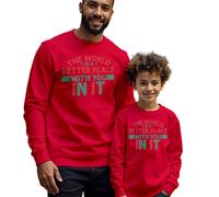 Maglione felpa uomo bambino mondo è un posto migliore consapevolezza della...