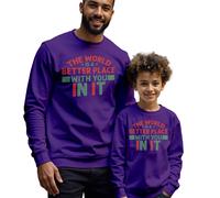 Maglione felpa uomo bambino mondo è un posto migliore consapevolezza della...