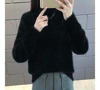 Maglione Fuzzy A Collo Alto In Mohair Donna Spesso Top Invernale Caldo Casual