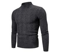 Maglione girocollo da uomo a maniche lunghe all'uncinetto tinta unita autunno inverno 2025 Y2K, B-228 Grigio Scuro, XL