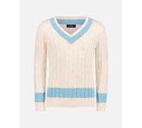 Maglione Gran Sasso a Trecce a righe Scollo a V 23154