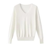 Maglione in cashmere con scollo a V semplice di grandi dimensioni da donna in maglia autunno primavera maglione nero, bianco, XL