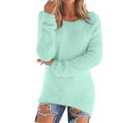 Maglione in cashmere da donna UK a maniche lunghe in pile tinta unita leggero maglione girocollo felpe autunno inverno tinta unita morbido caldo pullover moda slim fit maglione Fairisle, GN1., L
