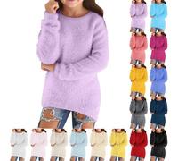Maglione in pile per ragazze adolescenti oversize caldo pullover felpe autunno inverno termico fuzzy maglione morbido peloso Sherpa maglioni tinta unita felpa a maniche lunghe, Grigio #1., 7-8 Anni